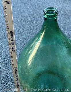 Antique Handblown Green Glass Demijohn Wine Bottle Stamped 234 on Base.