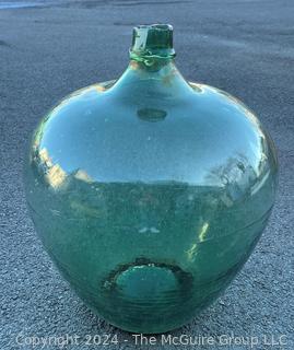 Antique Demijohn Bottle EUC Green Glass with Pontil Mark on Base