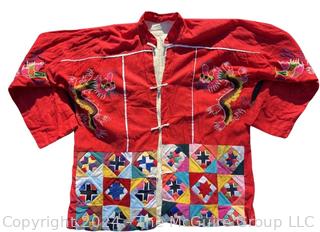  Handmade Chinese Good Luck Blessings Red Quilted Jacket