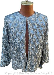 Vintage Silver Sequin Jacket with Silk Lining