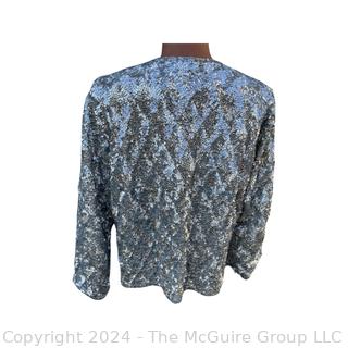 Vintage Silver Sequin Jacket with Silk Lining