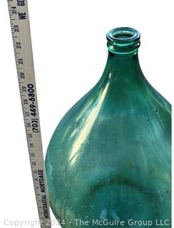 Antique Handblown Green Glass Demijohn Wine Bottle Stamped 234 on Base.