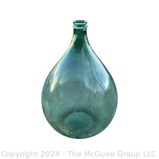 Antique Handblown Green Glass Demijohn Wine Bottle Stamped 234 on Base.