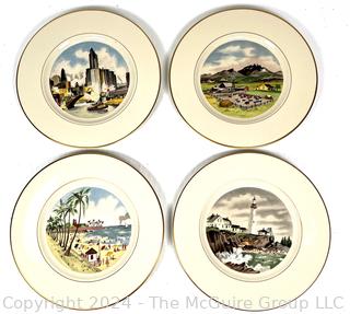 Four (4) The American Scene by Adolf Dehn for B. Altman, First Edition Syracuse Porcelain China Plates