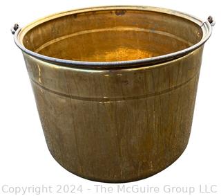 Brass and Wrought Iron Handle Cooking Pot. 20"d