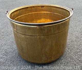 Brass and Wrought Iron Handle Cooking Pot. 20"d