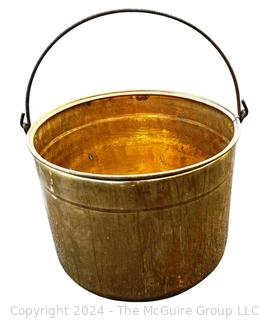 Brass and Wrought Iron Handle Cooking Pot. 20"d