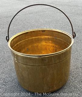 Brass and Wrought Iron Handle Cooking Pot. 20"d