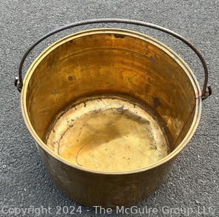 Brass and Wrought Iron Handle Cooking Pot. 20"d