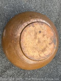 Hammered Copper Planter with Brass Lion Head Handles 