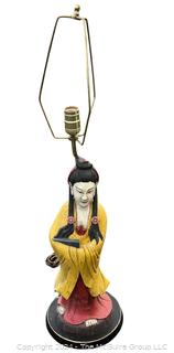 Asian Style Resin Goddess Lamp. Yellow