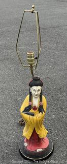 Asian Style Resin Goddess Lamp. Yellow