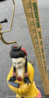 Asian Style Resin Goddess Lamp. Yellow