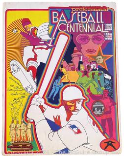 1969  Pop Art 100th Anniversary MLB Baseball Centennial Poster Mounted on Foam Board, 24 3/4 x 32 3/4 in