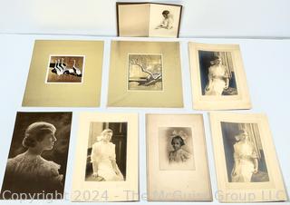 Eight (8) Black & White Cabinet Card Photos of Women, Some with Names on Back 