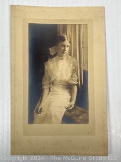 Eight (8) Black & White Cabinet Card Photos of Women, Some with Names on Back 