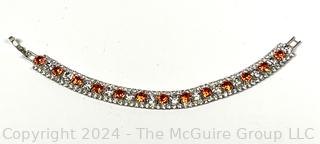 Amber and Clear Rhinestone Bracelet