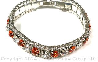 Amber and Clear Rhinestone Bracelet