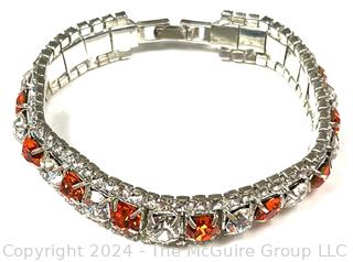 Amber and Clear Rhinestone Bracelet