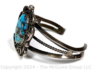 Sterling Silver Cuff Style Bracelet with Turquoise Center 