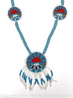 Native American Bead Necklace with Center Medallion