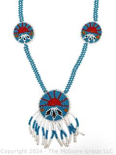 Native American Bead Necklace with Center Medallion