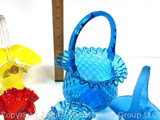 Six (6) Hobnail Art Glass Baskets and Decorative Items