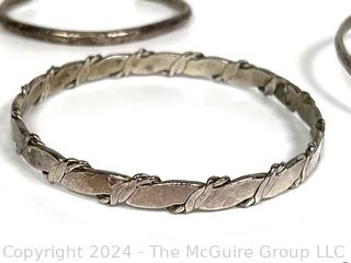 Collection of Bangle Bracelets, One Marked Sterling, Mexico.  17.4 grams