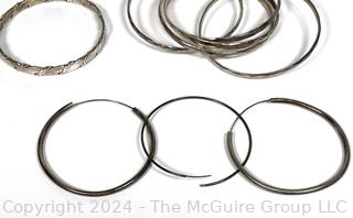 Collection of Bangle Bracelets, One Marked Sterling, Mexico.  17.4 grams