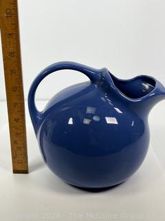 Blue Pottery Ball Pitcher