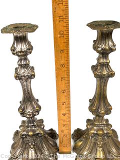 Pair of Quadruple Silver Plate Candle Sticks
