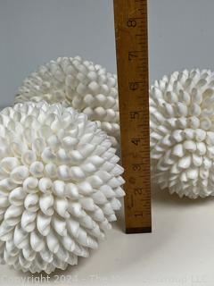 Three (3) Decorative Seashell Covered Balls