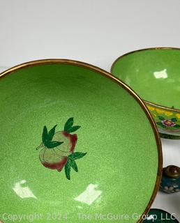 Six (6) Pieces of Cloisonne Enamel Items Including Bowls and Vases