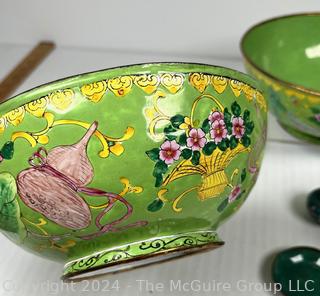 Six (6) Pieces of Cloisonne Enamel Items Including Bowls and Vases