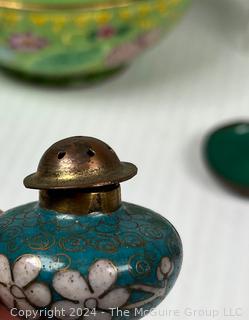 Six (6) Pieces of Cloisonne Enamel Items Including Bowls and Vases