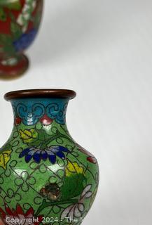 Six (6) Pieces of Cloisonne Enamel Items Including Bowls and Vases