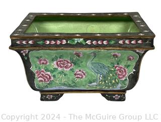 Chinese Peking Enamel on Copper Jardiniere Planter. 6 x 8 x 5"