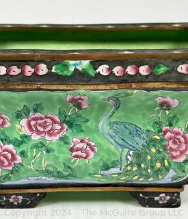 Chinese Peking Enamel on Copper Jardiniere Planter. 6 x 8 x 5"