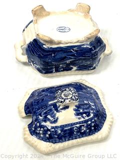 Two (2) Copeland England Stone Tower Porcelain Pieces Including Lidded Tureen and Plate 