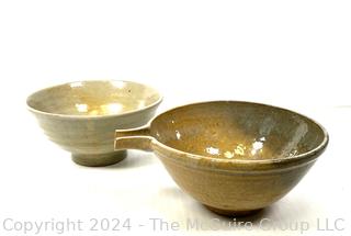 Two (2) Hand Thrown Stoneware Pottery Bowls 