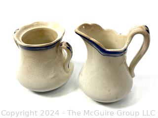 Three (3) Pieces of Blue and White Transferware Including Pitcher, Creamer and Sugar.