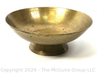 Large Footed Brass Bowl