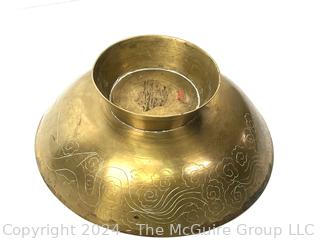 Large Footed Brass Bowl