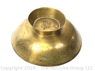 Large Footed Brass Bowl