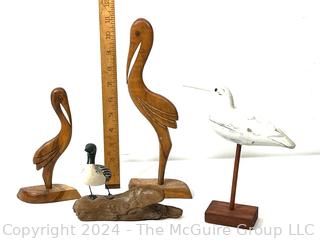 Group of Carved Wood Bird Figures
