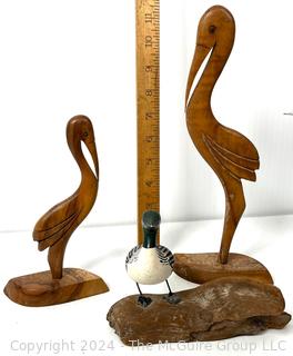 Group of Carved Wood Bird Figures
