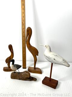 Group of Carved Wood Bird Figures
