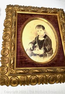 Two (2) Gilt Framed Portraits on Board of Children. Each 12 x 14"