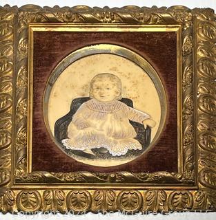 Two (2) Gilt Framed Portraits on Board of Children. Each 12 x 14"