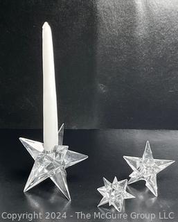 Three (3) Clear Star Crystal Candle Holders